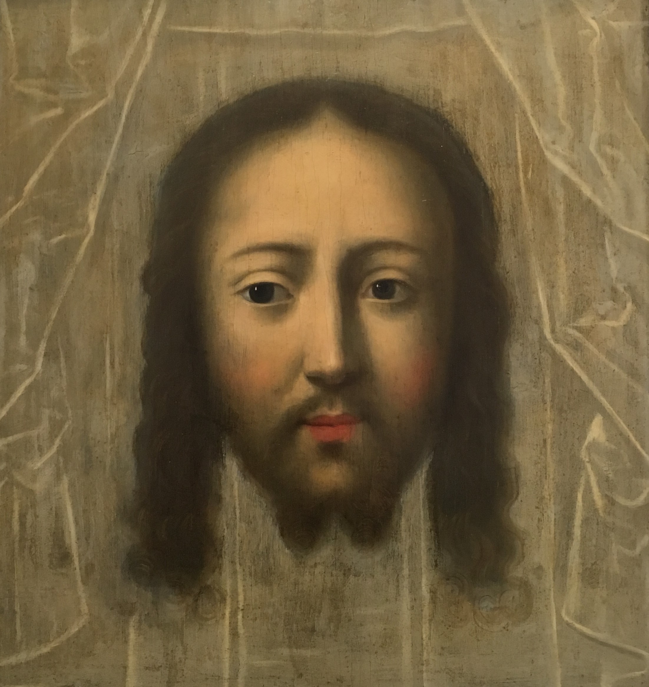 Huile sur bois Le Saint-Suaire après restauration Huile d'une commode peinte XVIIIème