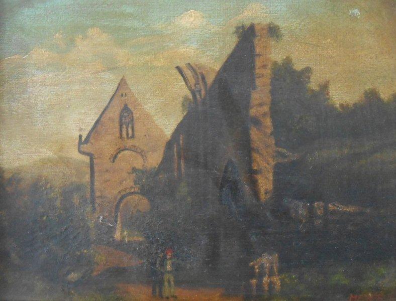 Paysageanimeavantlight Paysage animé (huile sur toile XIXème)